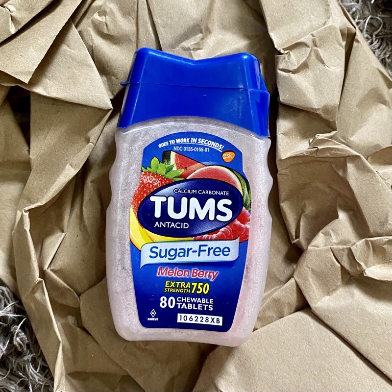 TUMS Antacid Chewable Tablets, Extra Strength, Melon Berry 80 Tablets