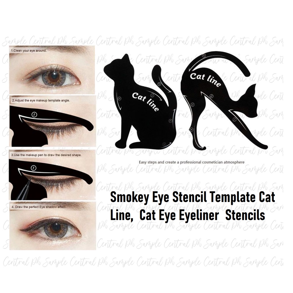 Smokey Cat Eye Stencil Template Makeup Eyeliner Cat Line Stencils Cat