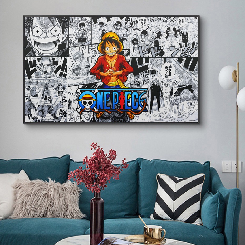 Frame Paint By Numbers One Piece Japanese Anime Canvas Painting Luffy