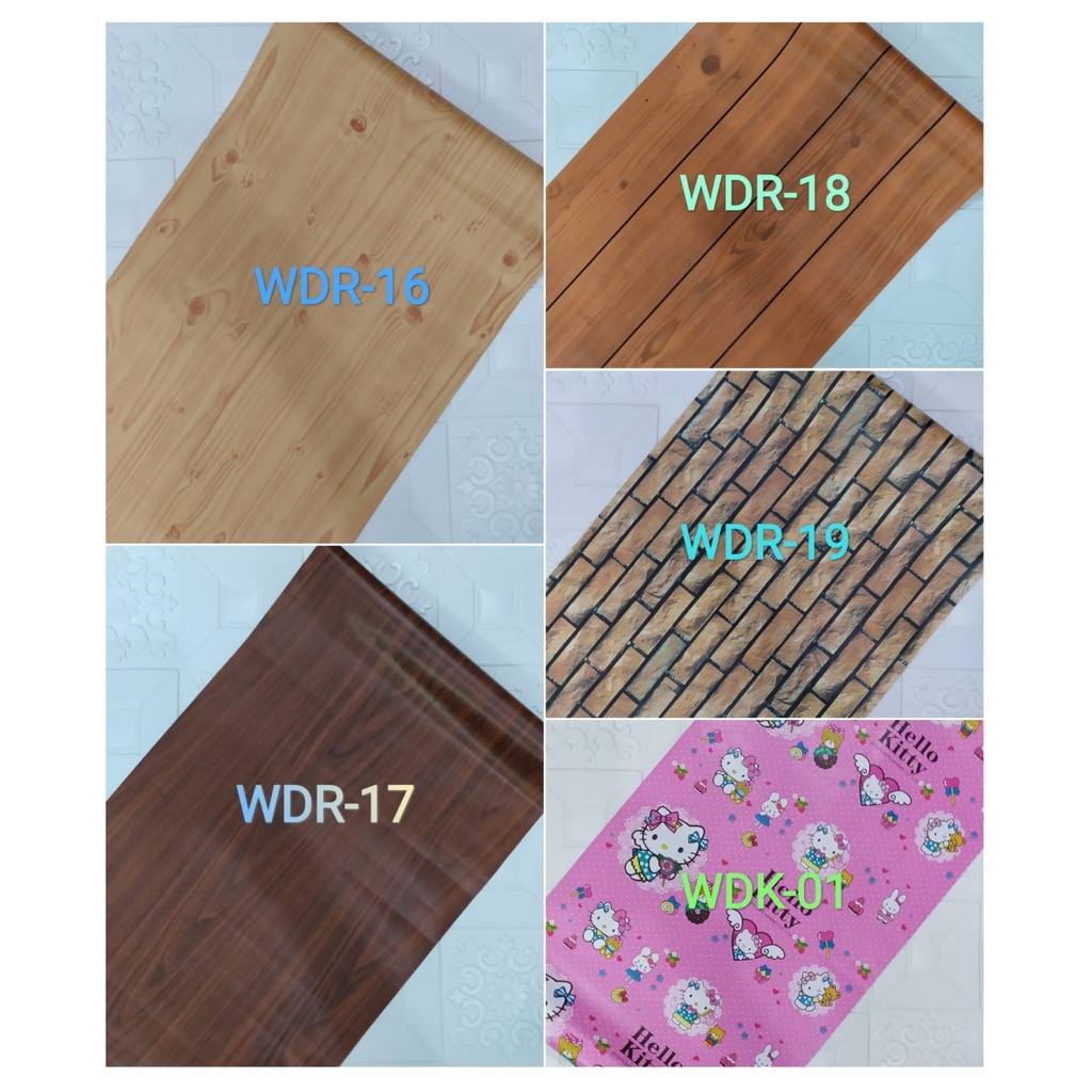 KAYU Wallpaper Sticker Wood And Cartoon (Choose Variant) Shopee