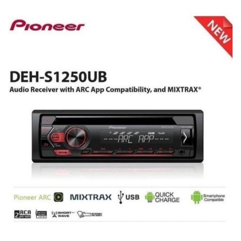 PIONEER DEH-S1250UB CAR STEREO WITH USB,ANDROID SMARTPHONE SUPPORT