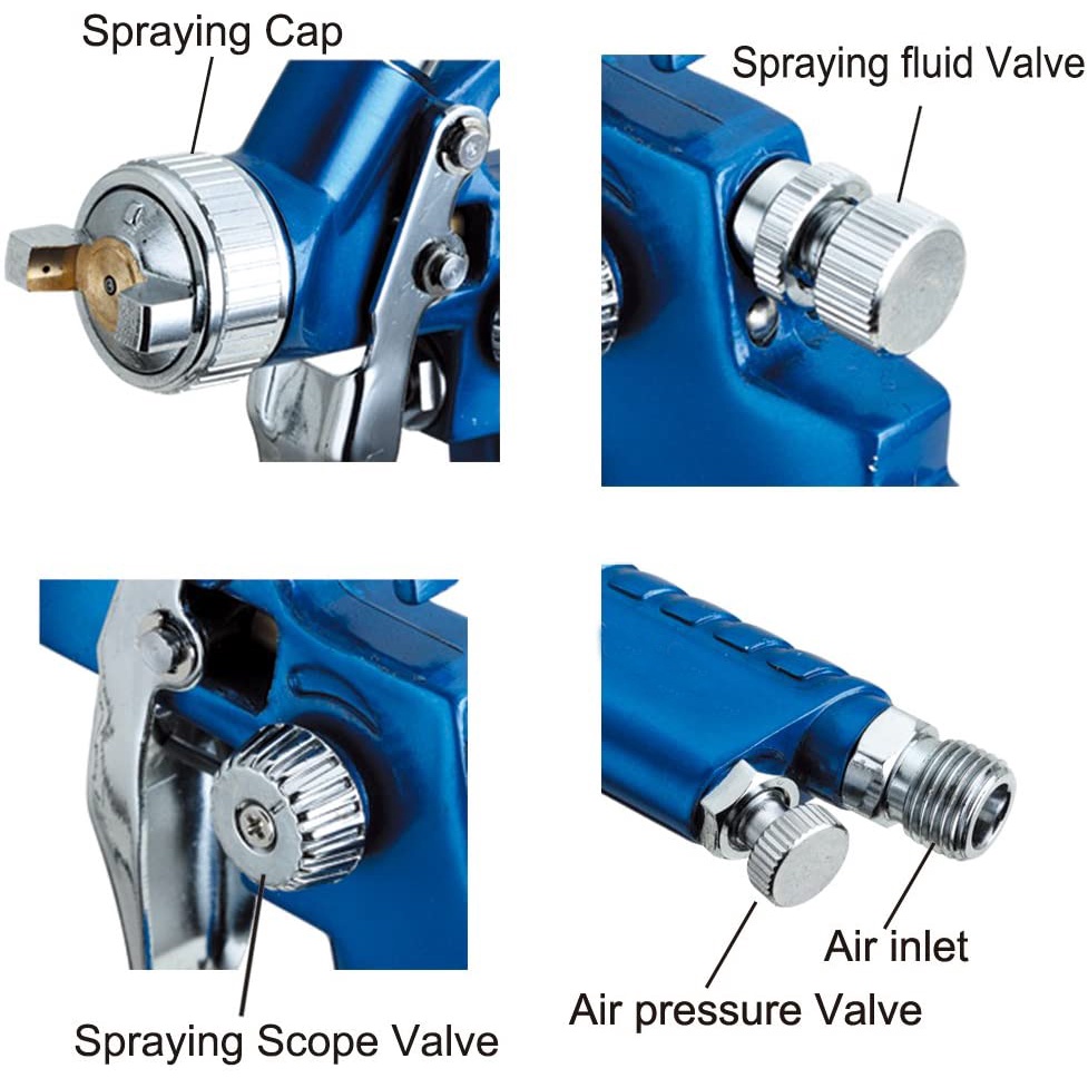 Voylet H2000 Mini Paint Spray Gun Gravity Feed 0.8/1.0 MM Nozzle with