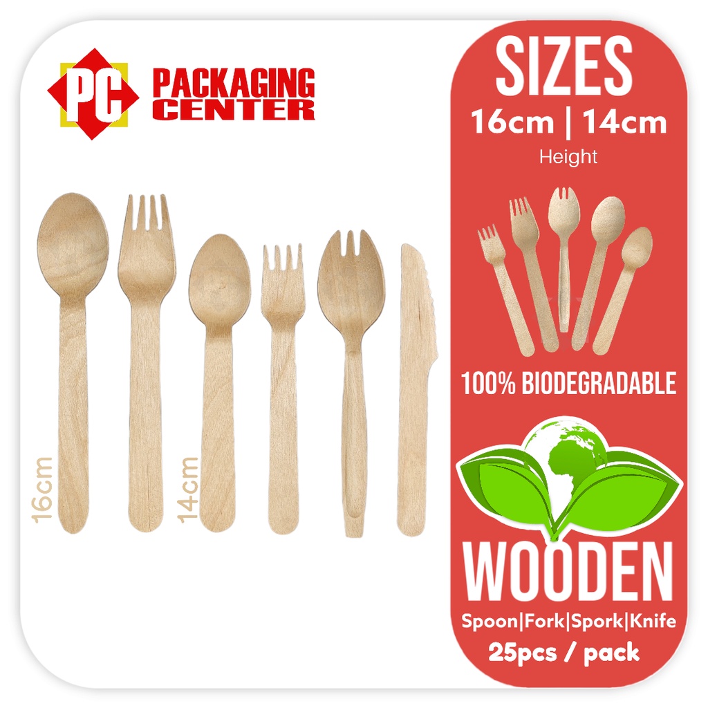 Wooden Spoon Fork Spork Knife by 25pcs per pack, Pc Packaging