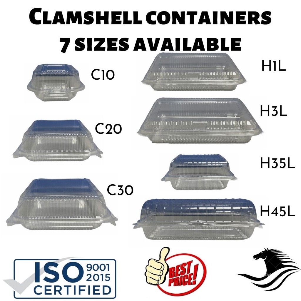 [10 to 20 PCS] Clamshell Plastic Containers / OPS Plastic Food