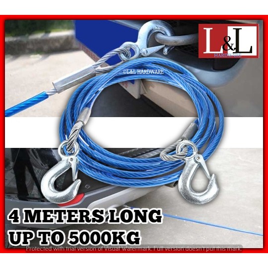 0910 1PCS Heavy Duty 4Meters Tow Rope 5Tons Emergency Recovery Towing