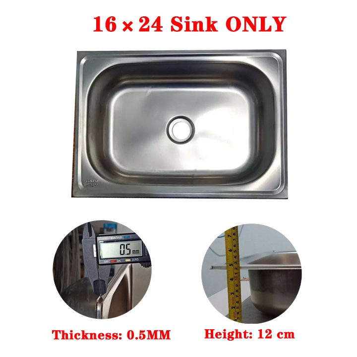 High Quality Kitchen Sink Stainless Steel 16x24 With Strainer Lababo
