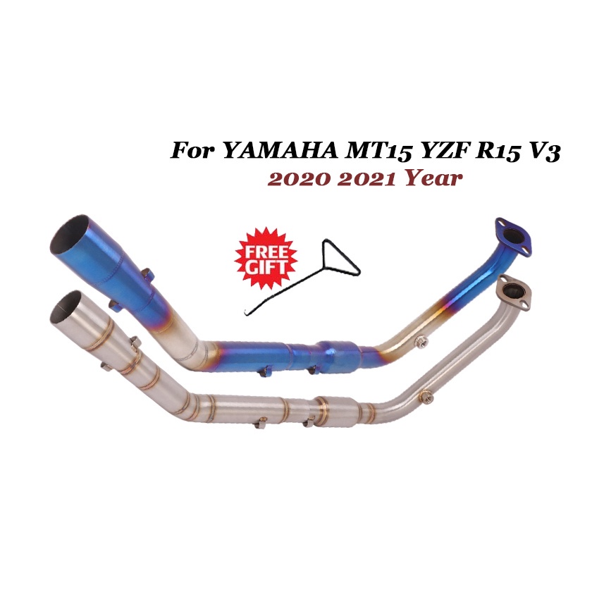Motorcycle Exhaust Modified Escape Elbow with Resonator Catalytic For YAMAHA MT15 YZF R15 V3