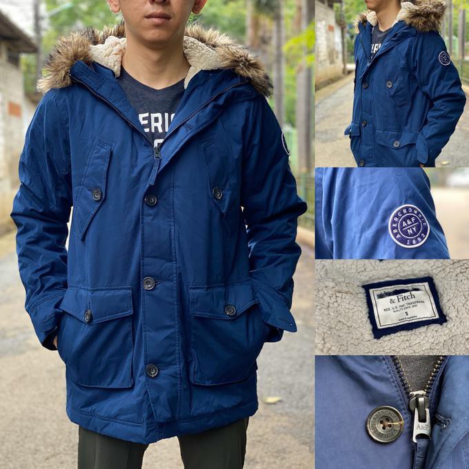 Abercrombie & Fitch Sherpa Lined Parka Navy Jacket Original Shopee