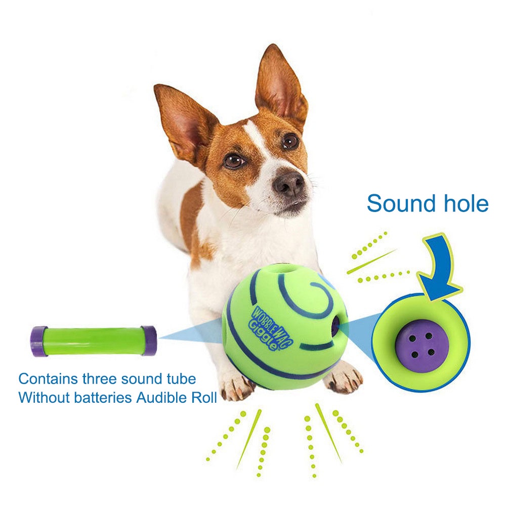 『Hipidog』Ball Interactive Dog Toy Fun Giggle Sounds Puppy Chew Wobble