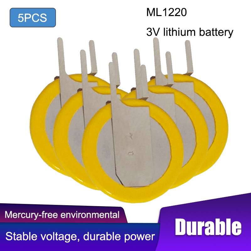 5PCS ML1220 3V ML 1220 Rechargeable CMOS RTC BIOS Back Up Battery Button Coin Batteries Cell