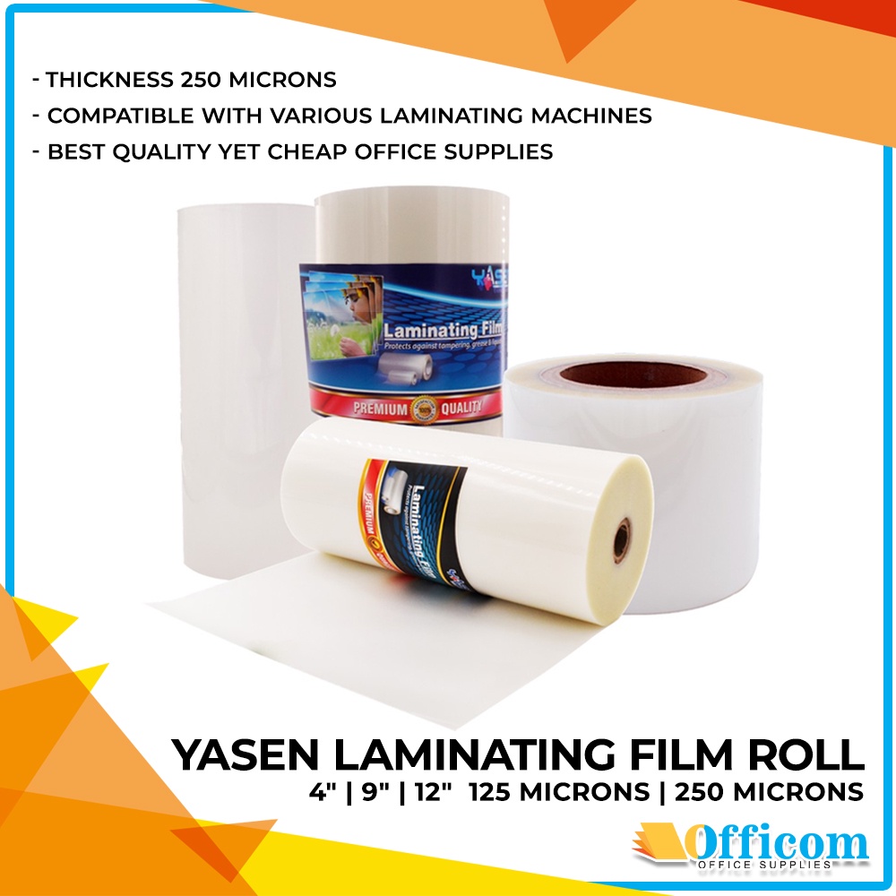 Laminating Film Roll 125 Microns 250 Microns 4"/9"/12" Size YASEN Brand Shopee Philippines