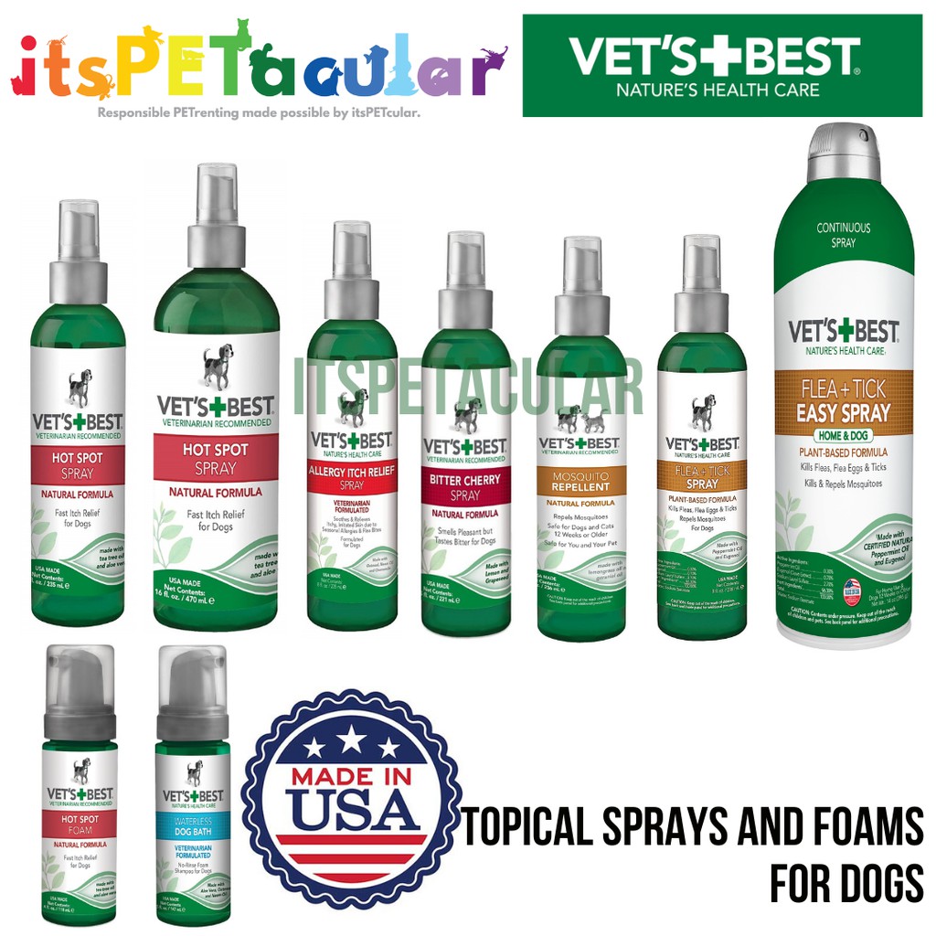 Vet's Best Dog Topical Sprays and Foam (Allergy Itch Relief, Hot Spot