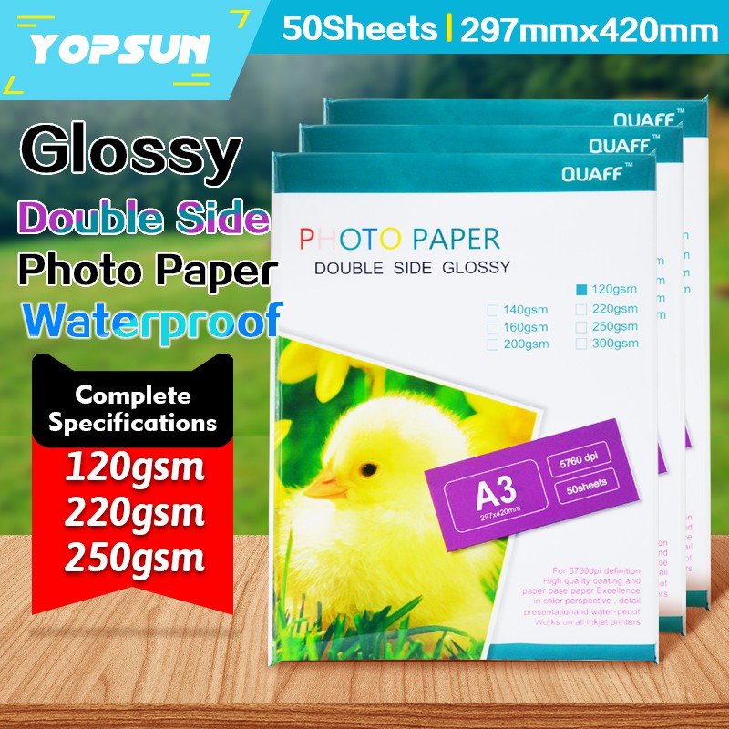 A3 Double Side Glossy Photo Paper 120 220 250 Gsm 50 Sheets QUAFF Brand