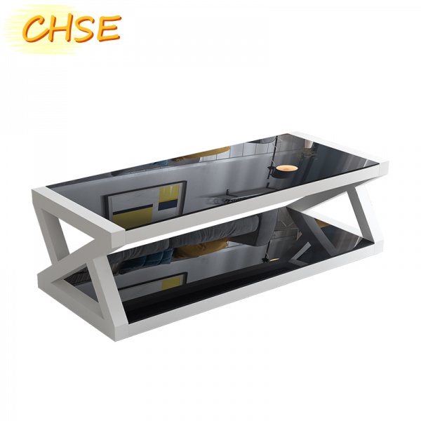 home life【Coffee table/TV simple black tempered glass