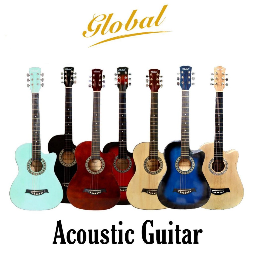 Global Acoustic Guitar w/ Guitar Bag, Capo, and Strings Shopee