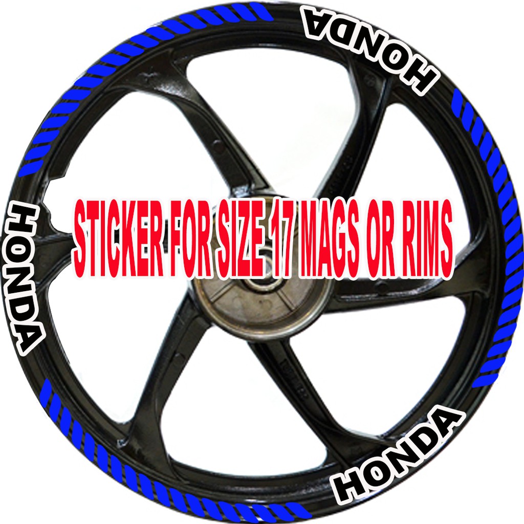 stickers for honda size 17 mags or rims (pair front & rear) Shopee