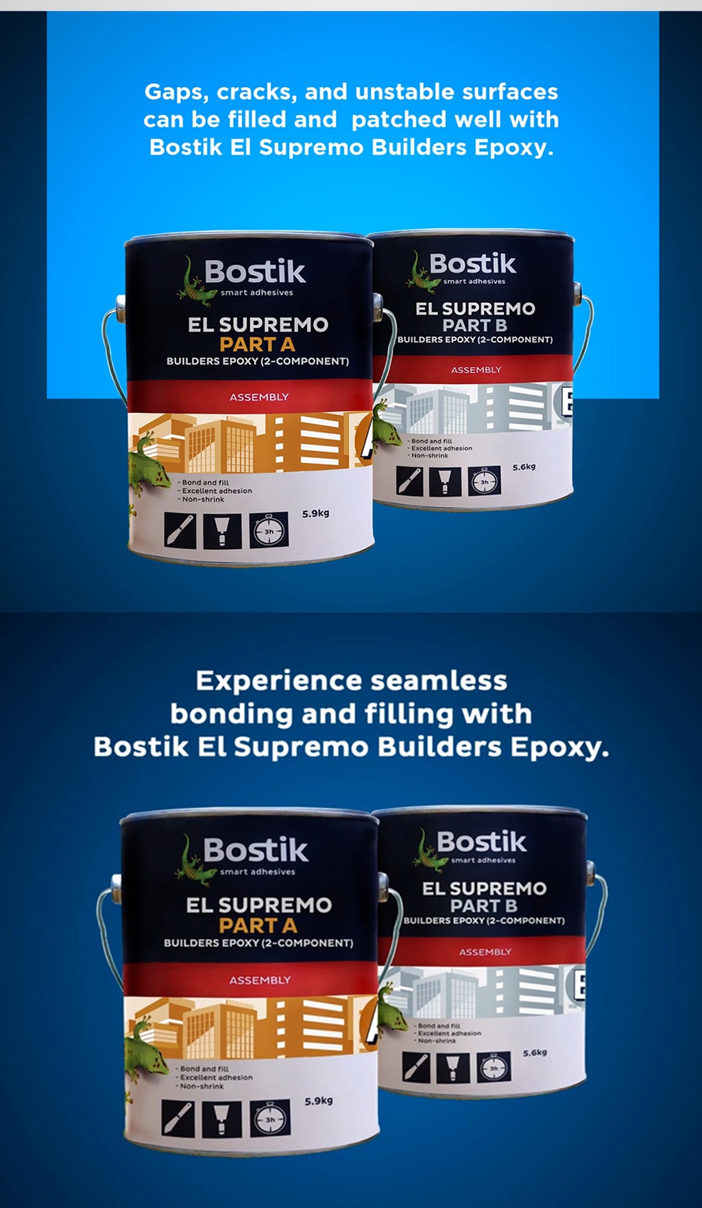 Bostik El Supremo Builders Epoxy 1/2 liter (set) for bonding metal
