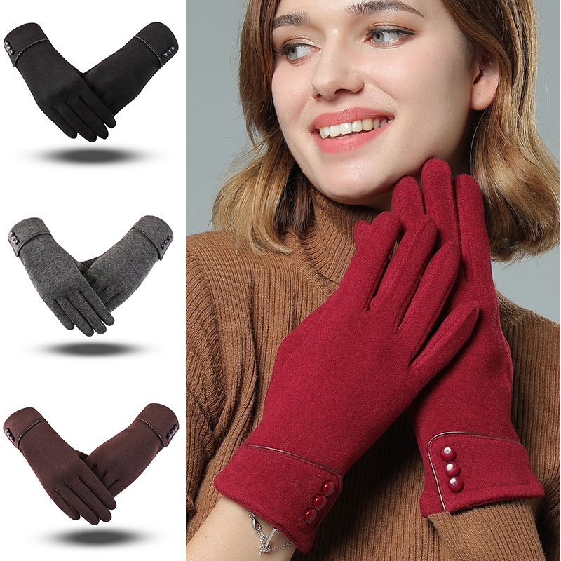 Women Warm Windproof Touch Screen Gloves Running Driving Gloves