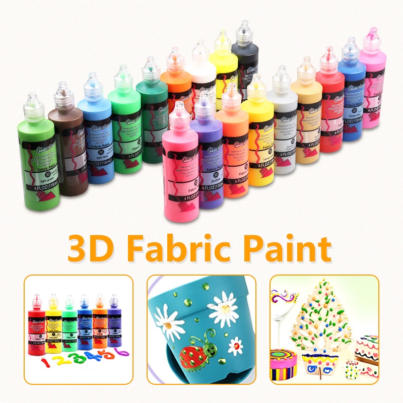Multicolor 3D fabric paint 118ML permanent textile paint Shopee