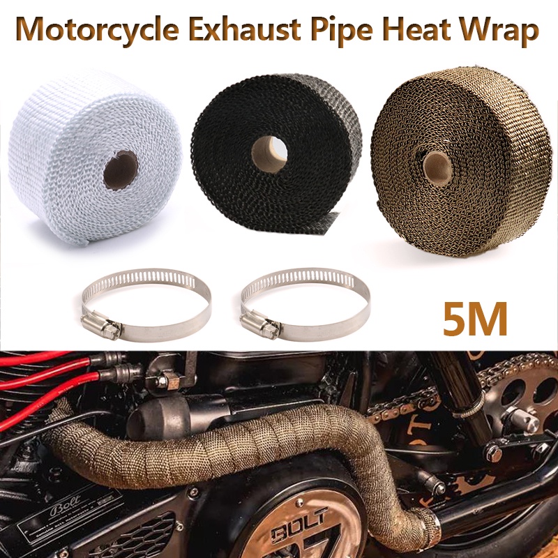 5M*5CM Motorcycle Exhaust Pipe Wrap Heat Insulation Tape Glass Fiber