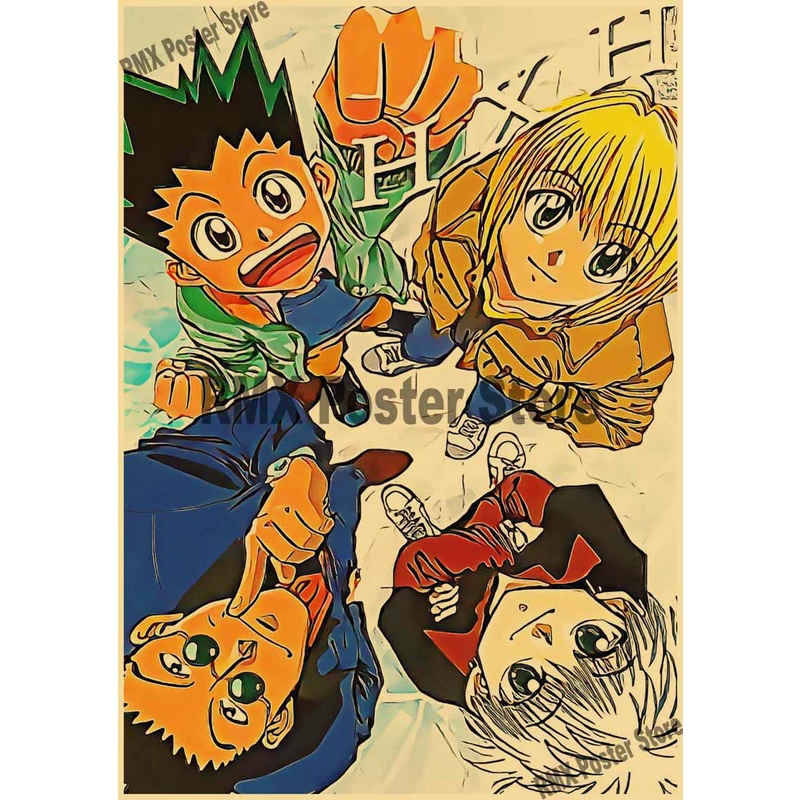 Retro Kraft Paper Anime Poster Wall Art Decor Vintage Hunter X Hunter