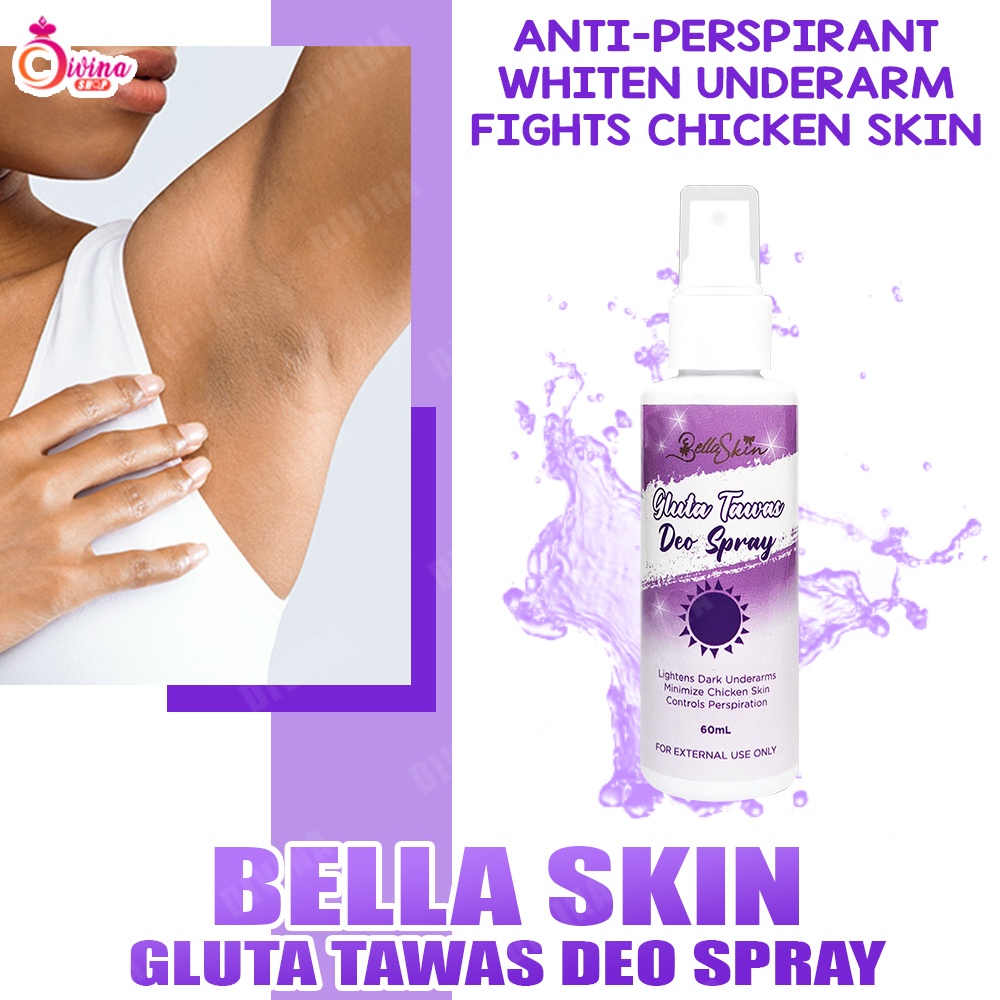Bella Skin Gluta Tawas Deo Spray 60ml Anti Perspirant Fights Body Odor Lighten Dark Underarm