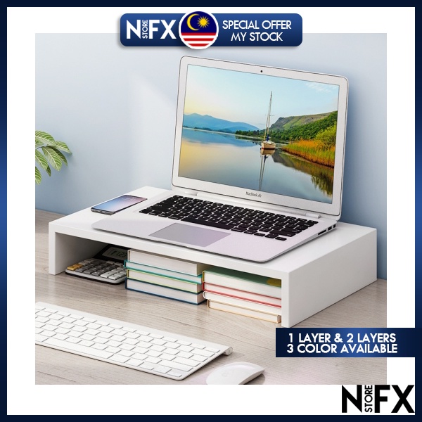 Computer Monitor Stand Raiser Desktop Keyboard Rack Storage Tray