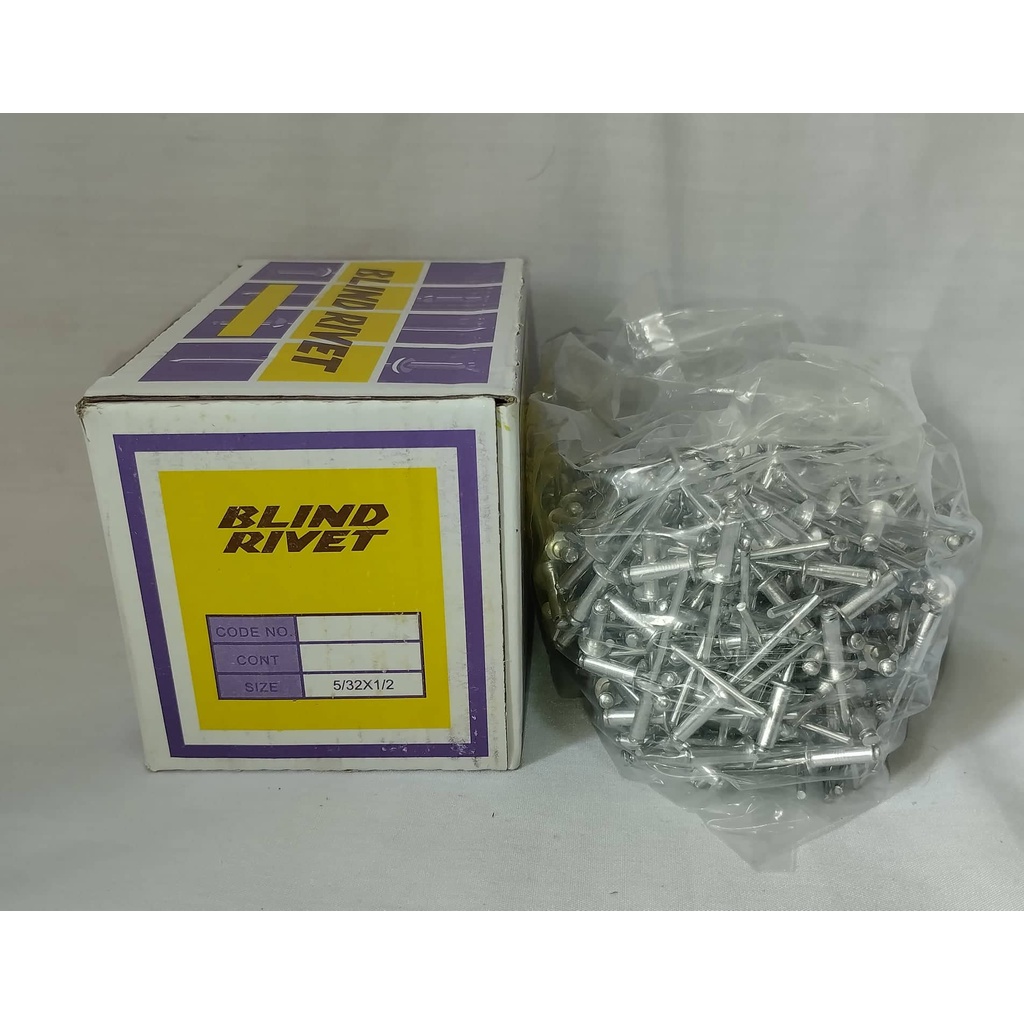 Blind Rivets (per box) 1/8 x3/4, 1/8 x 1/2, 5/32 x 3/4, 5/32 x 1/2, 3/