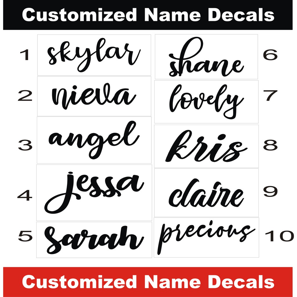 Customize Die cut Vinyl Decal Name/Label Sticker WATERPROOF Shopee