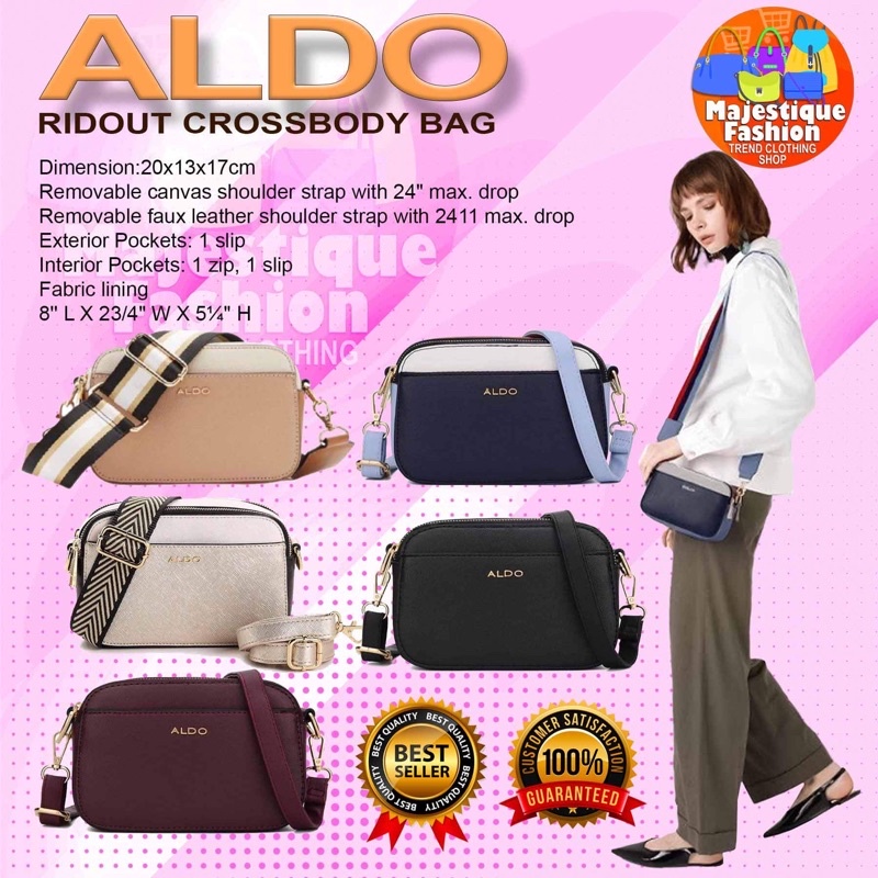 ALDO RIDOUT Snapshot Sling Bag ALDO Double Zip Sling Bag Size20x13x7cm