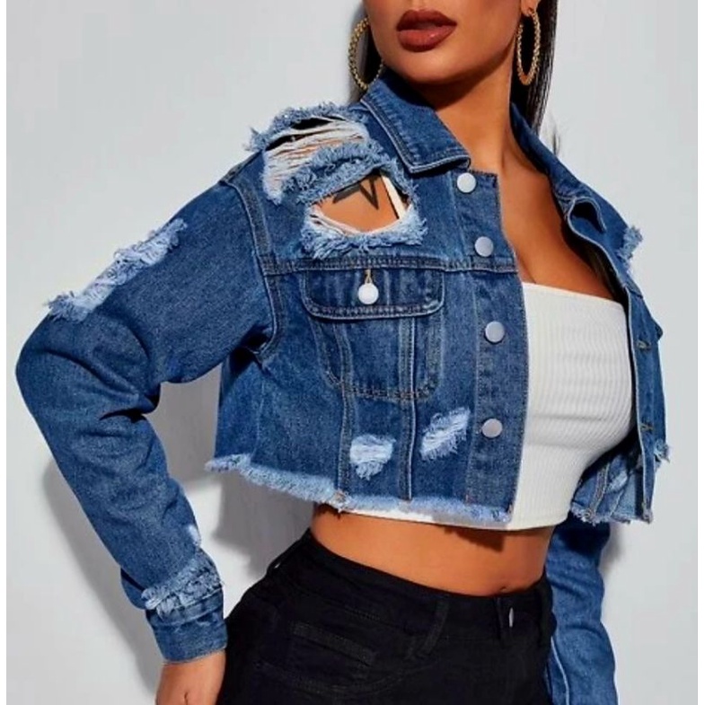 QUALITY DENIM CROP TOP JACKET WOMEN (THRIFT) Shopee Philippines