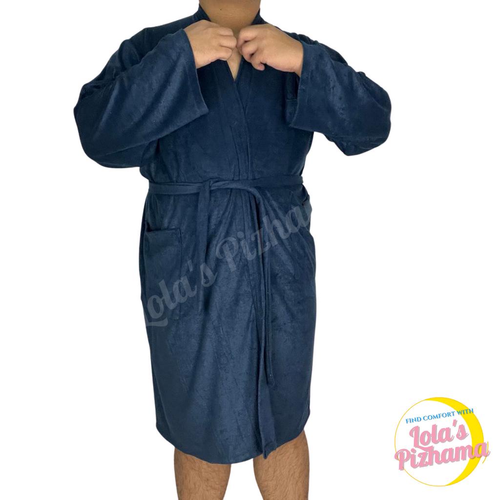 Men's Bath Robe Long Sleeve With Pockets Towelette Plus Size Shopee
