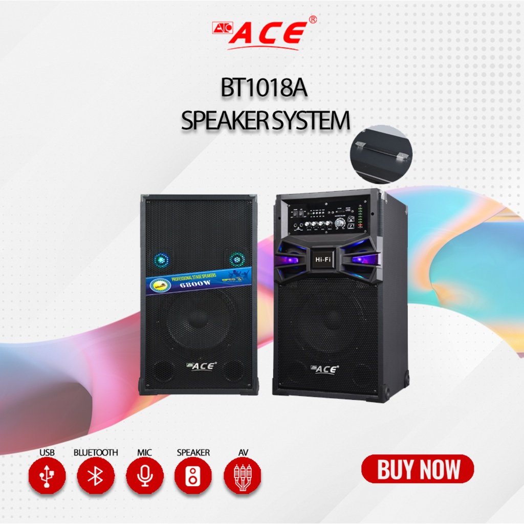 ⚘ACE BT1018A 10" Professional Subwoofer Speaker Amplifier Shopee Philippines