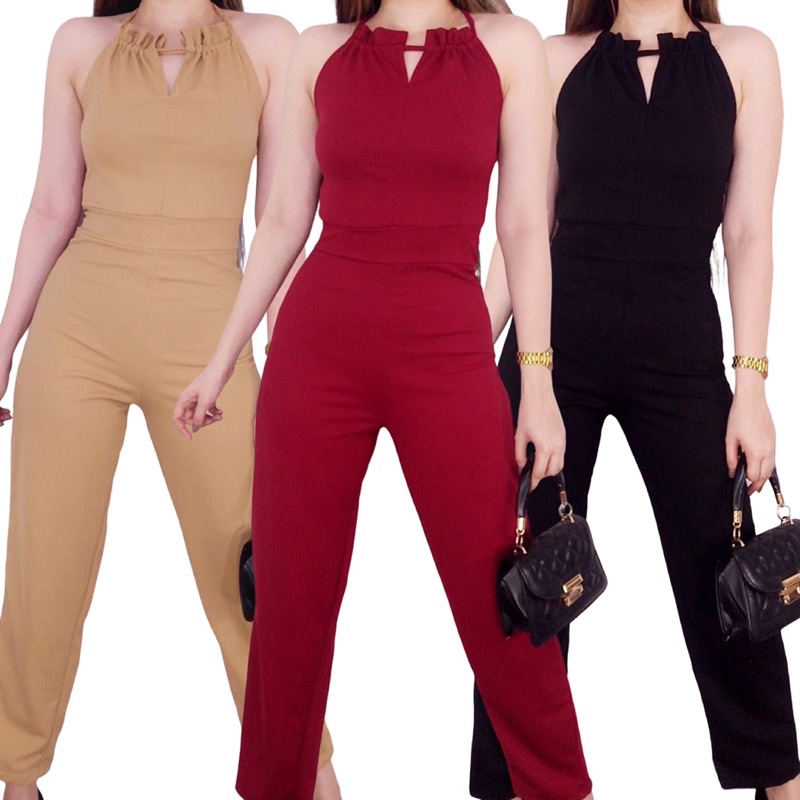 HS Julia Halter Backless Jumpsuit Trendy Playsuit OOTD Casual Minimalist Office Wear