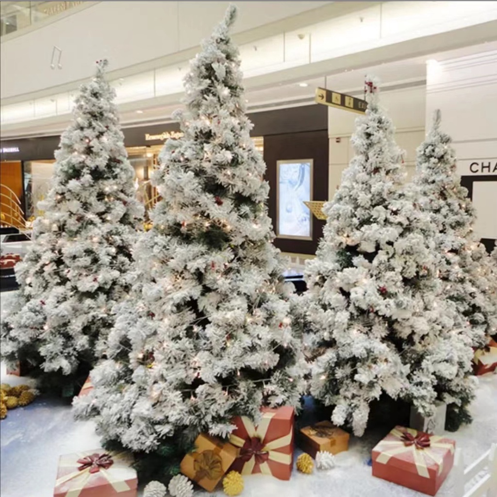 6Feet& 7Feet Snow Christmas Tree with Artificial Realistic Snow Indoor