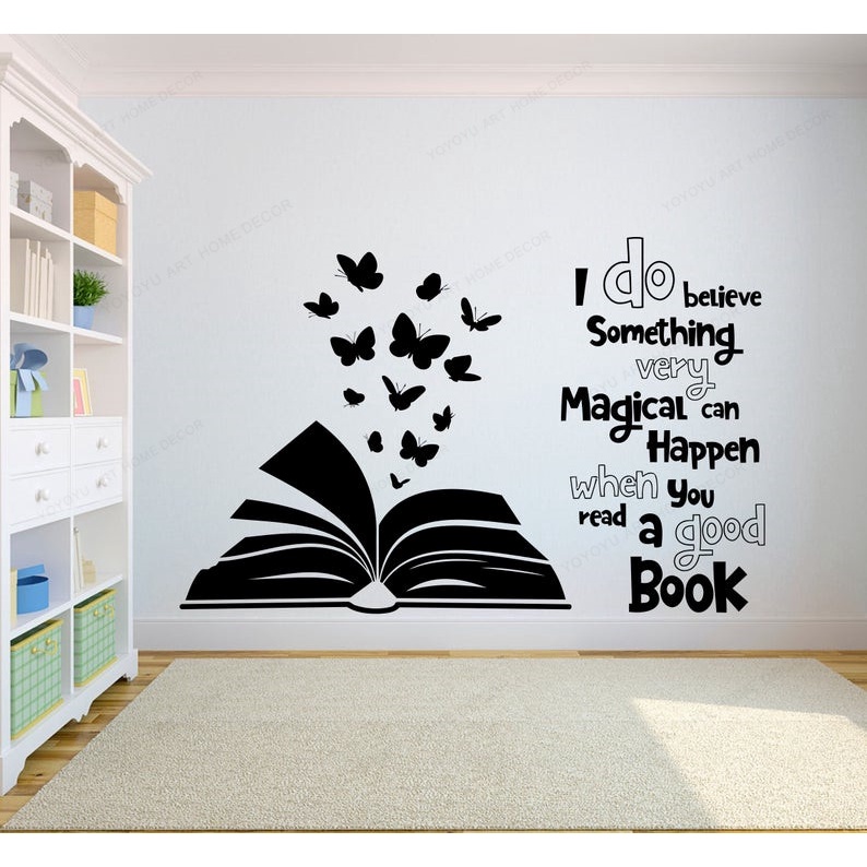 Book Quote Wall Decal Library Read a Good Book Wall Sticker Vinyl