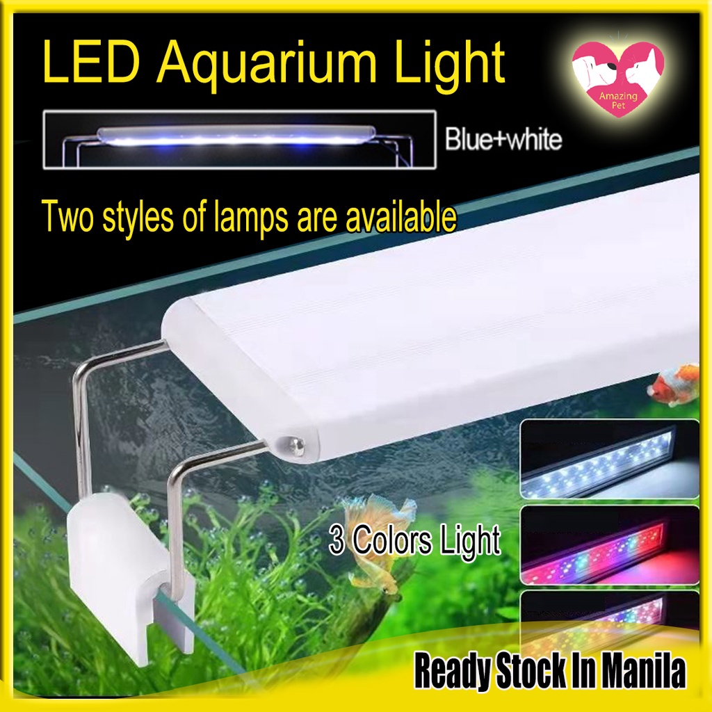 LED Fish Tank Lamp Aquatic Plant Light 1892cm Tricolor Aquarium Light