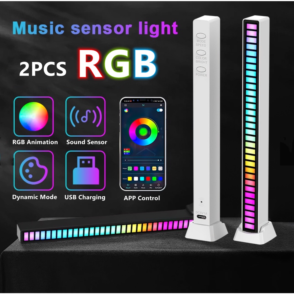 2PCS Bluetooth Sound Activated Lights, 32 Bit Sound Control RGB Light