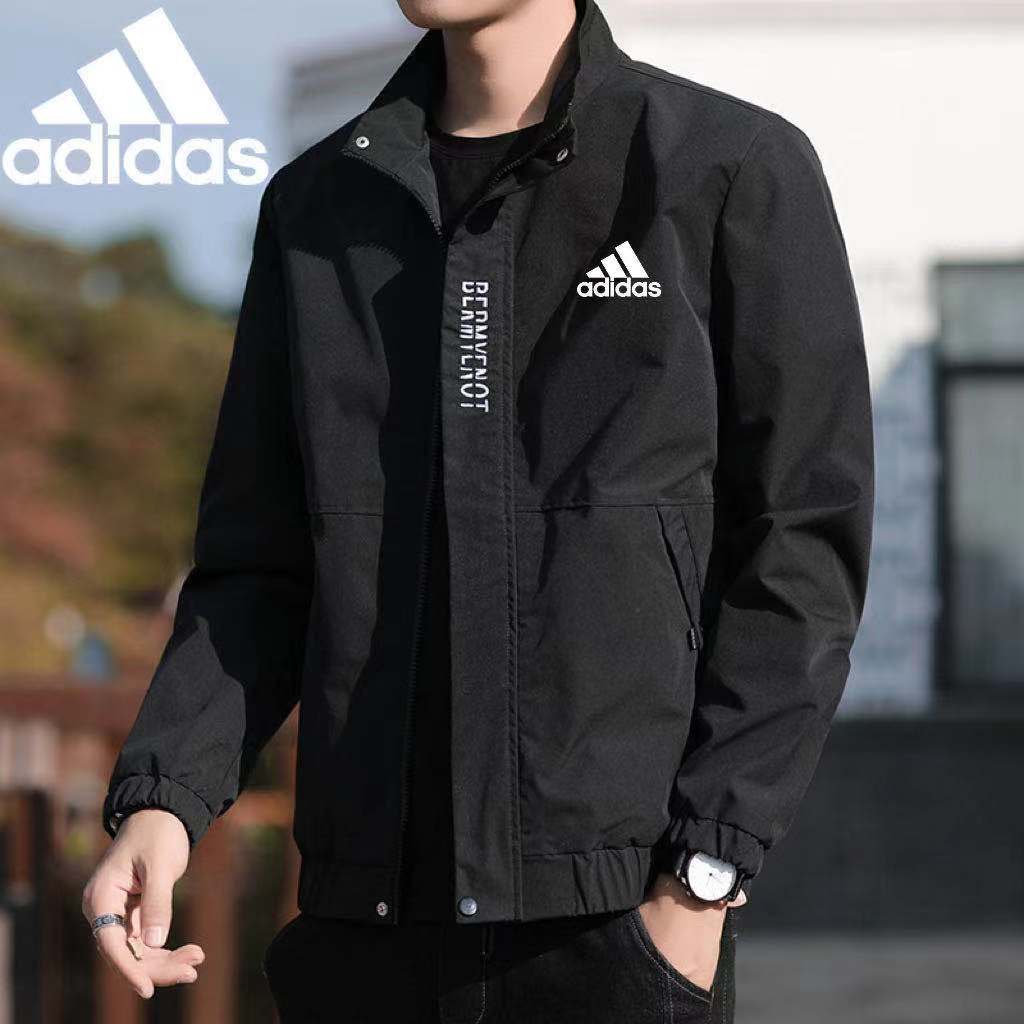 Adidas Plain Jacket No Hood with Zip Men/women Fashion Cargo Jackets