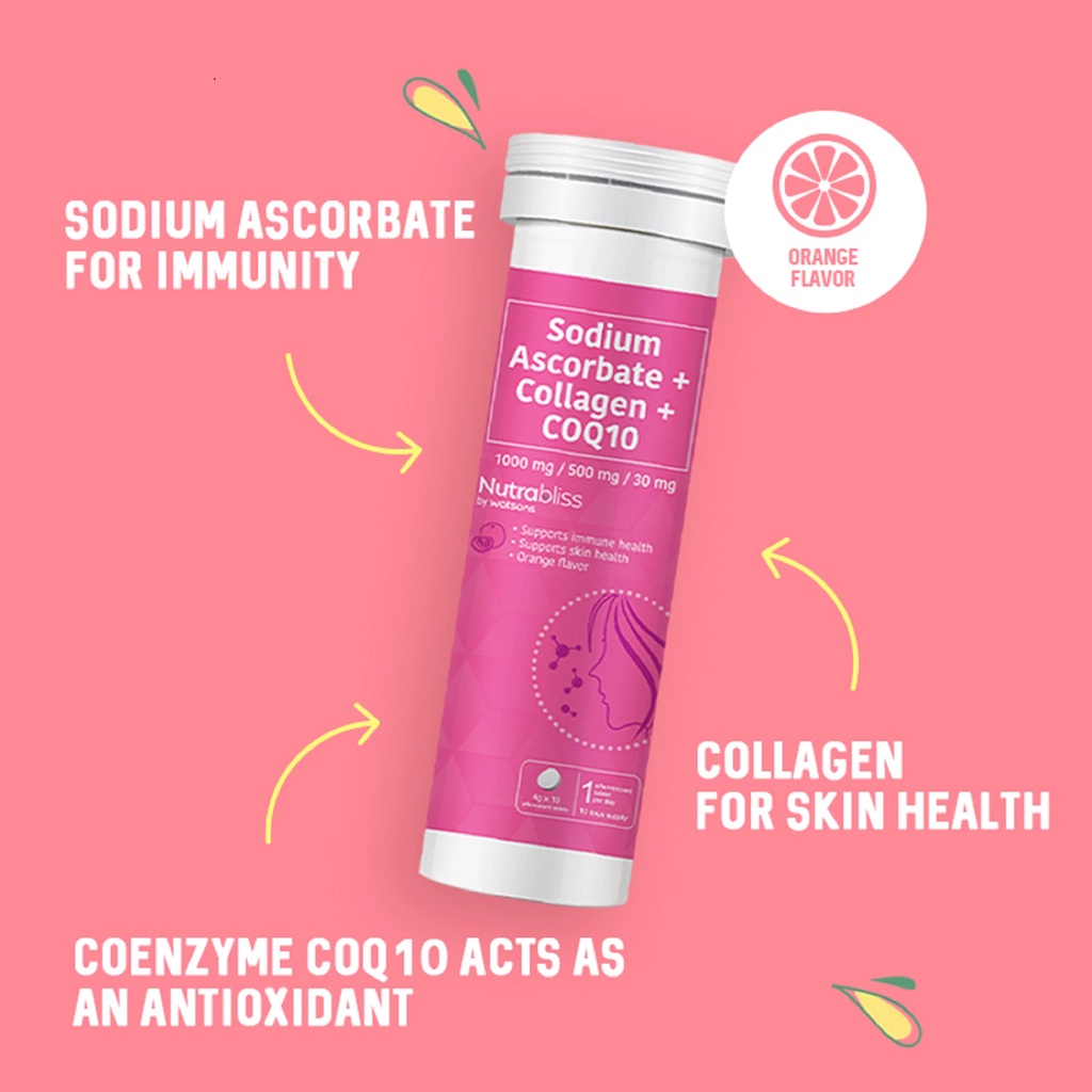 NUTRABLISS Sodium Ascorbate + Collagen + COQ10 (Coenzyme Q10) x 10