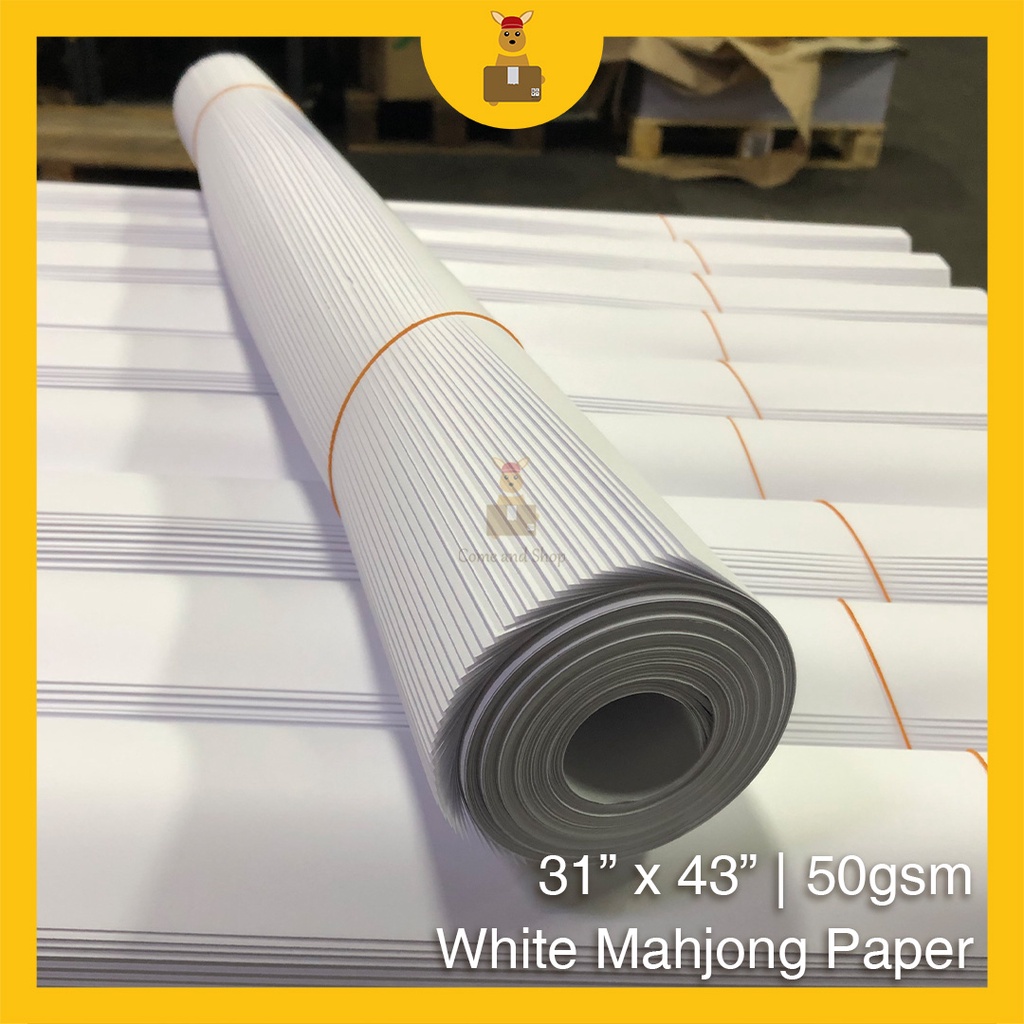 31" x 43" White Mahjong Paper 31" x 43" Kertas Mahjung Putih (50 Sheets