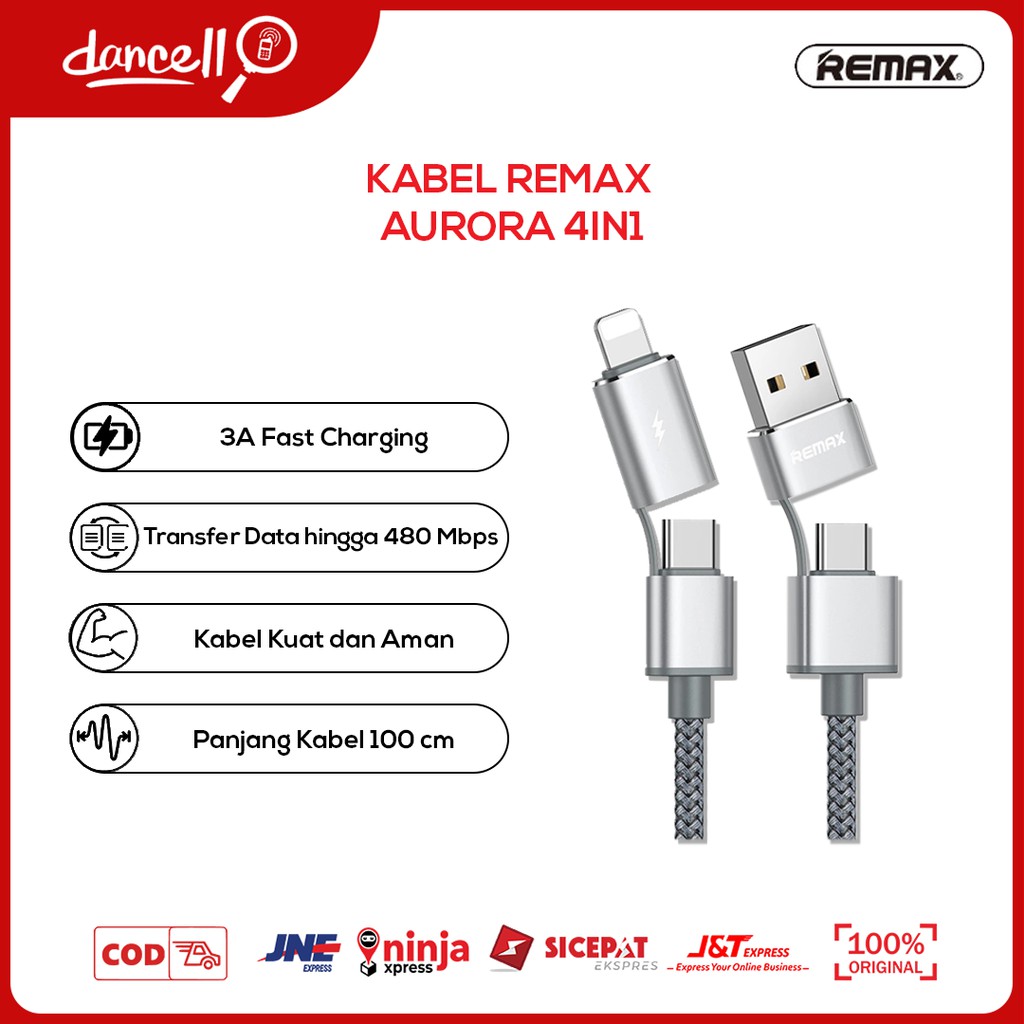 Remax AURORA 4IN1 RC020T DATA CABLE REMAX MICRO/LIGHTENING/TYPE C