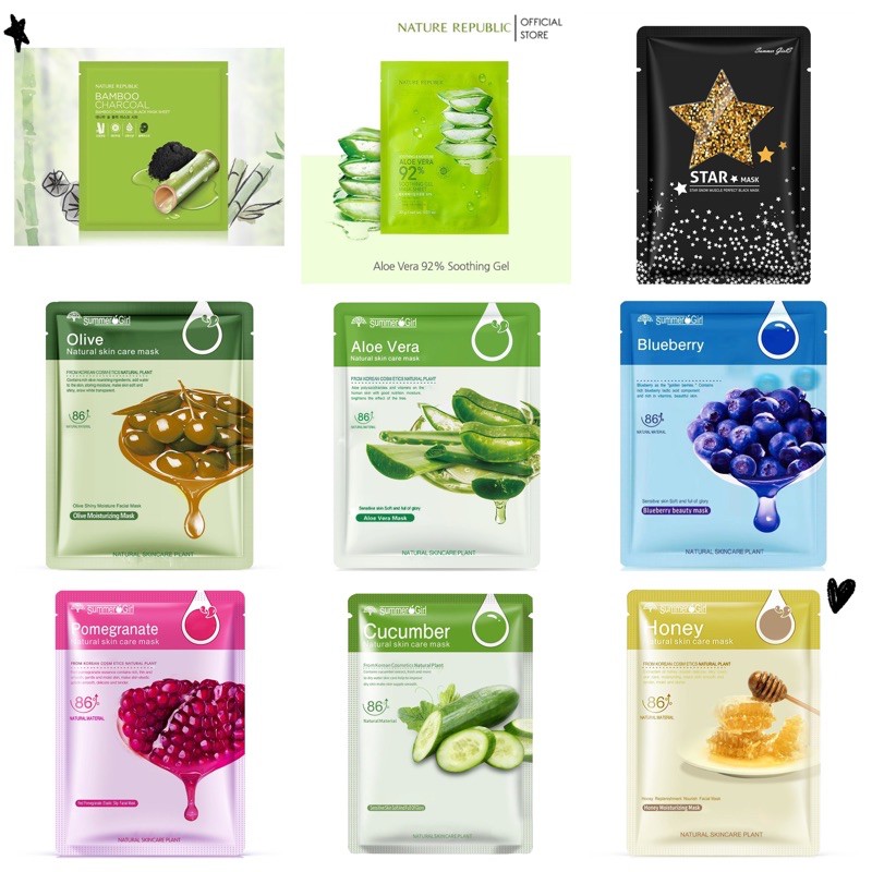 Korean face mask 100 AUTHENTIC Korean Style Face MASK SHEET Shopee