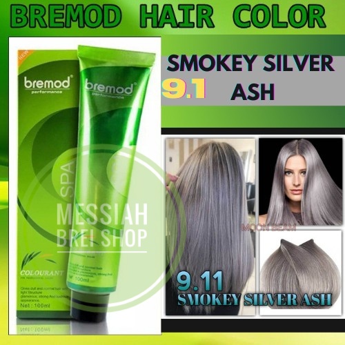 9.11 BREMOD Smokey Silver Ash Hair color Set with Oxidizing Cream(100ml