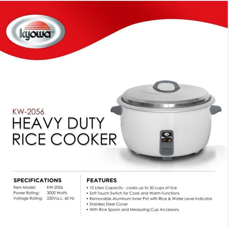 Kyowa Rice Cooker KW2056 10L 50 Cups Aluminum Inner Pot, Stainless Steel Cover KW2056 Shopee