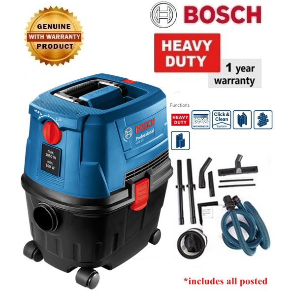 BOSCH GAS 15 Professional Vacuum Cleaner 15L The HazardFree Wet & Dry Vacuum Cleaner 1100W