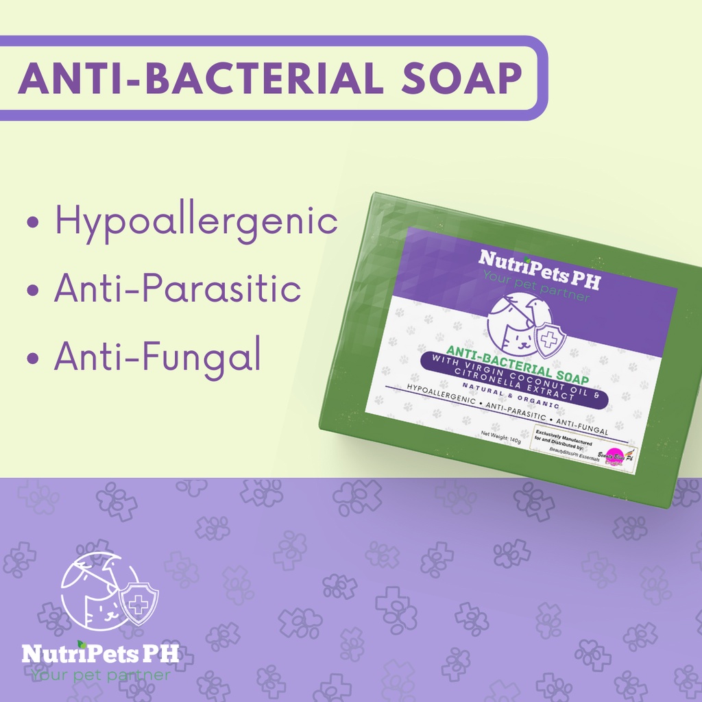 AntiBacterial Soap140g,Dog,Cat,Virgin coconut oil,Citronella Extract,Anti Parasitic,Anti Fungal