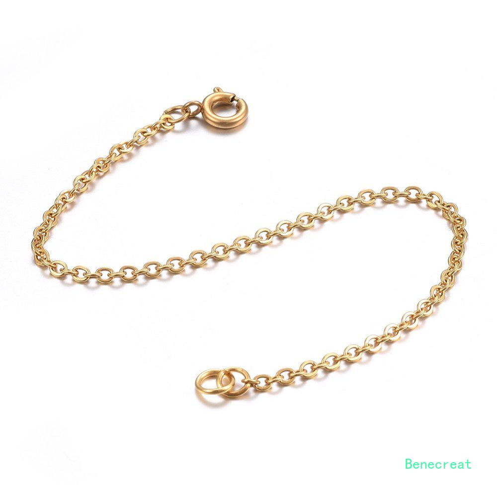 5pc 304 Stainless Steel Chain Extender with Spring Clasp Golden 77mm