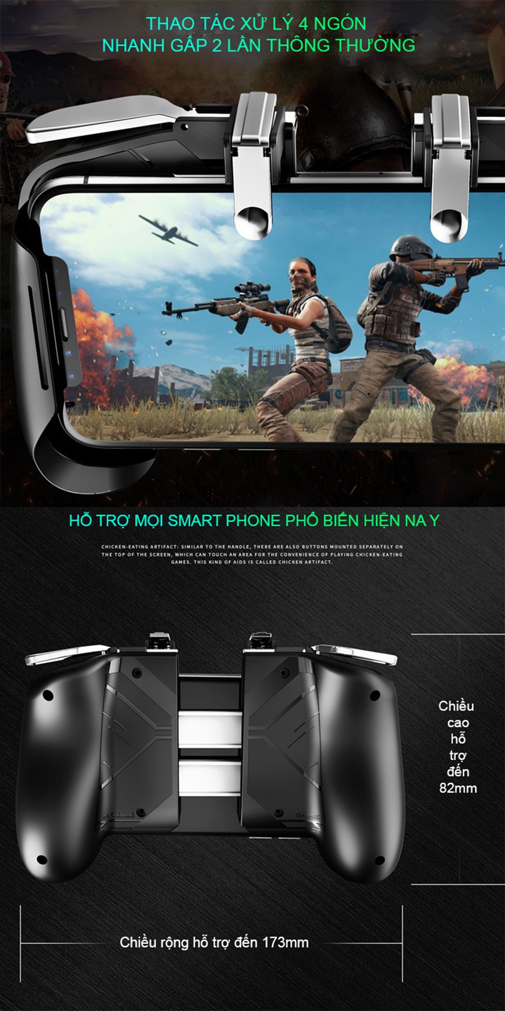 Memo AK16 phone gaming handle playing pubg freefire cs geometry 4