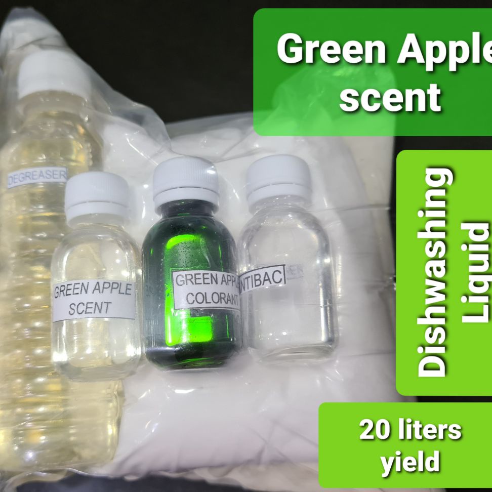 Dishwashing Liquid, DIY KIT, GREEN APPLE SCENT, 20 LITERS YIELD, Green